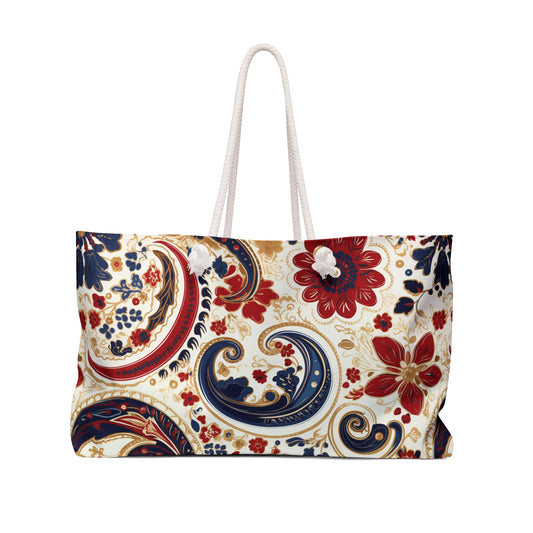 Red/Blue Paisley Design Weekender Bag