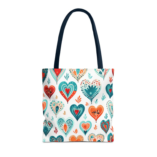 Blue Paisley Hearts Tote Bag (AOP)