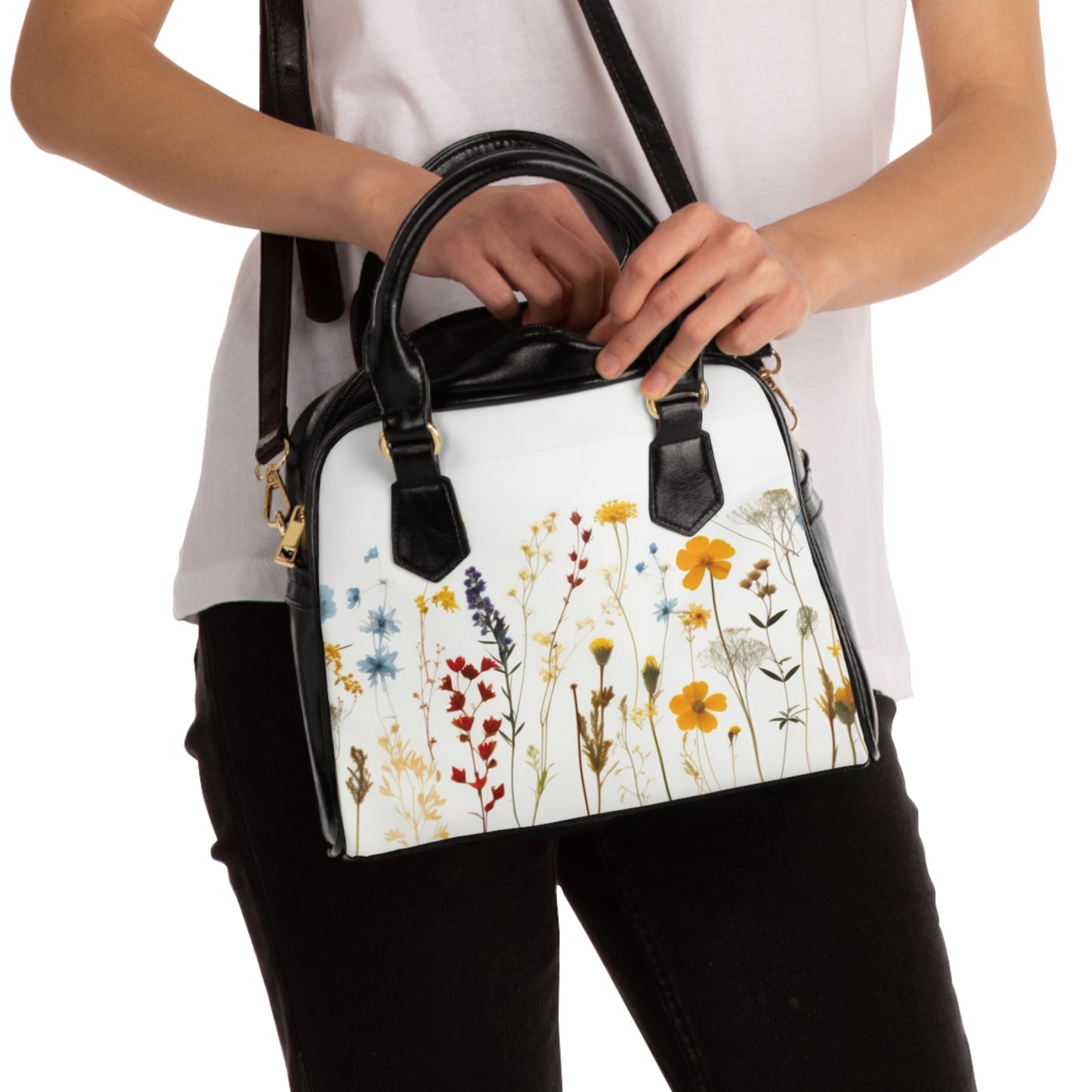 Pressed Flowers Shoulder Handbag