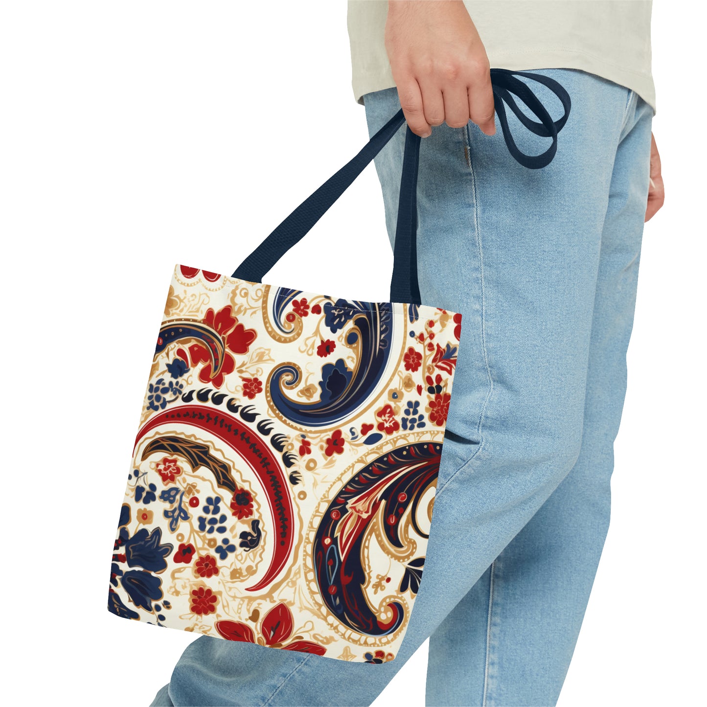 Red Paisley Tote Bag