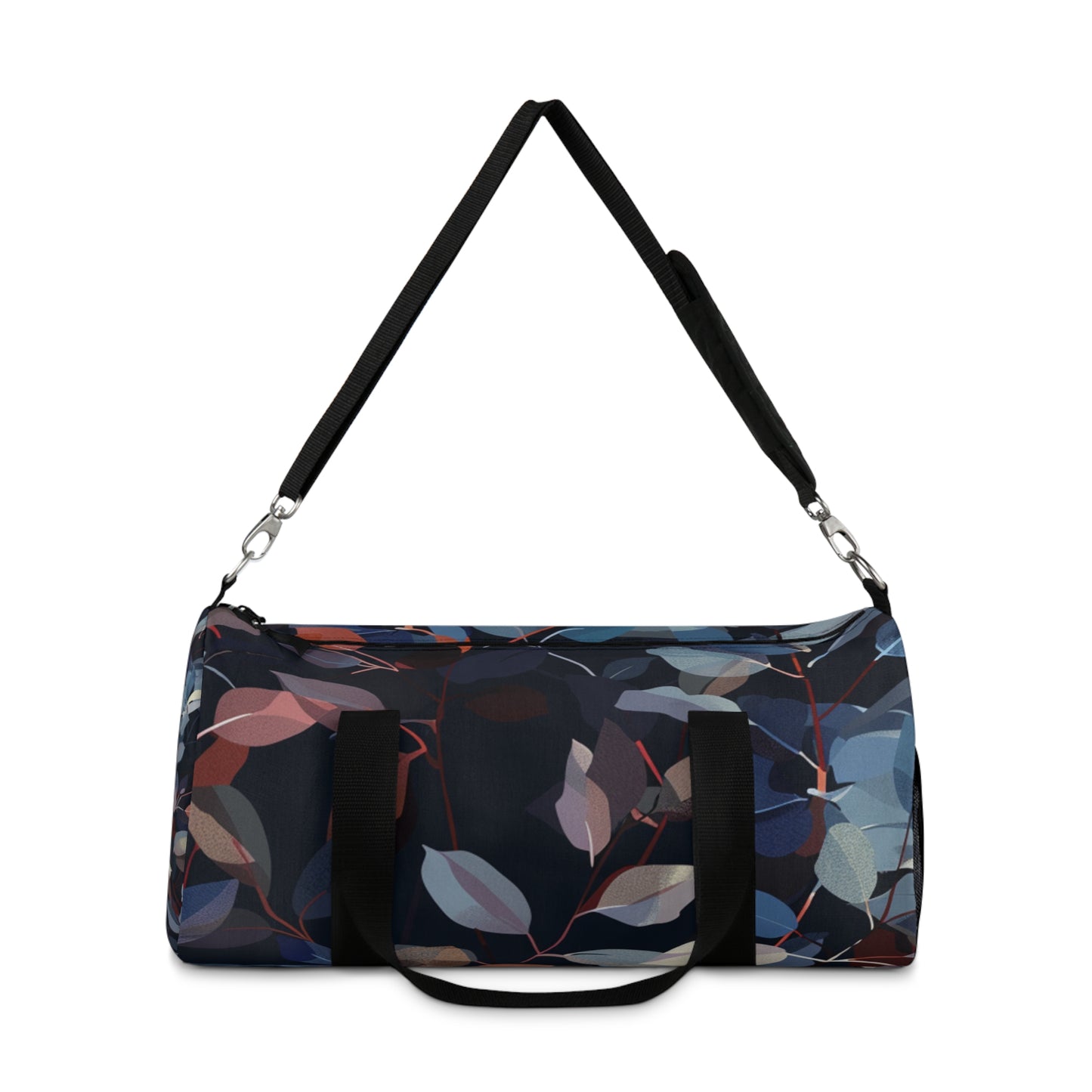 Dark Leaf Print Duffel Bag