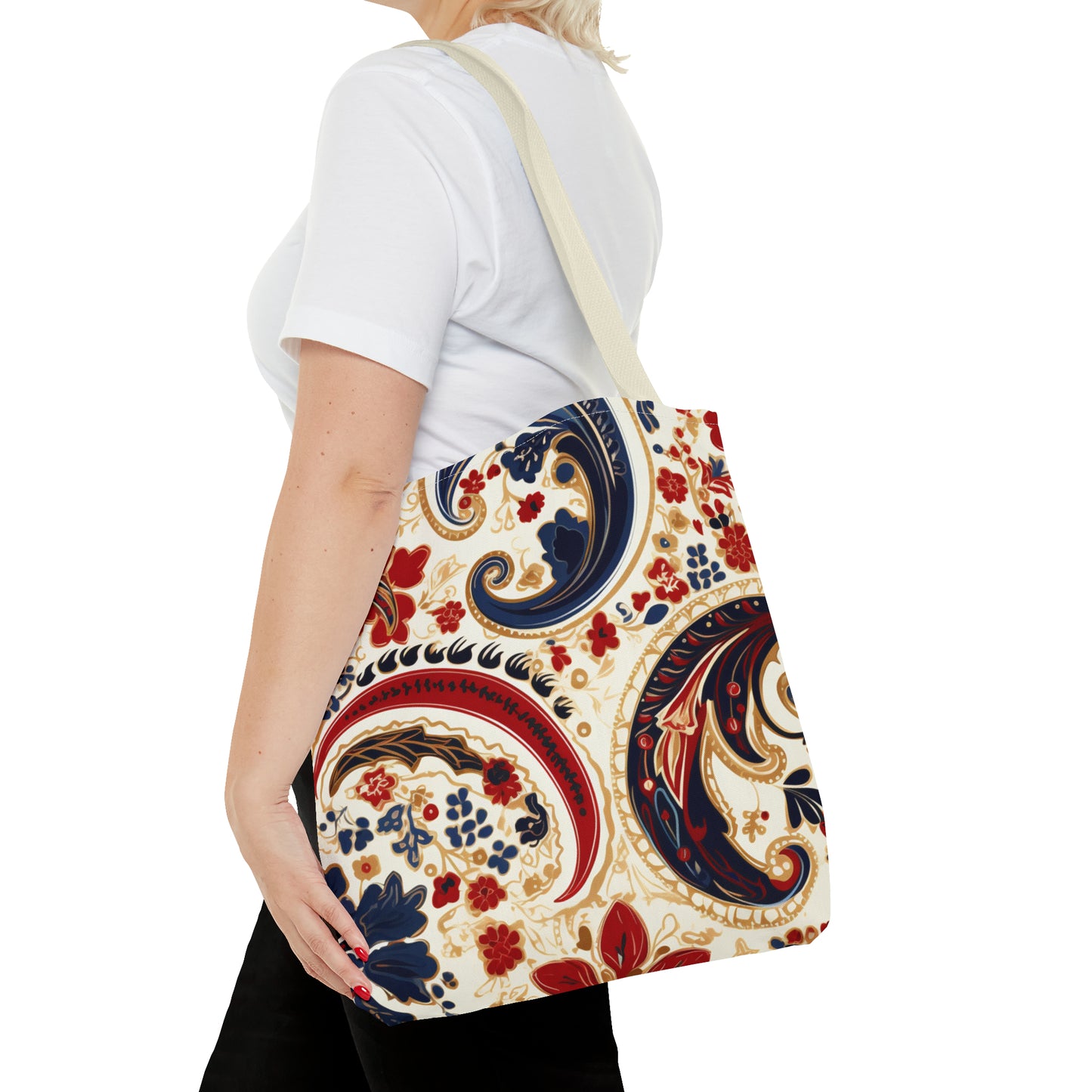 Red Paisley Tote Bag