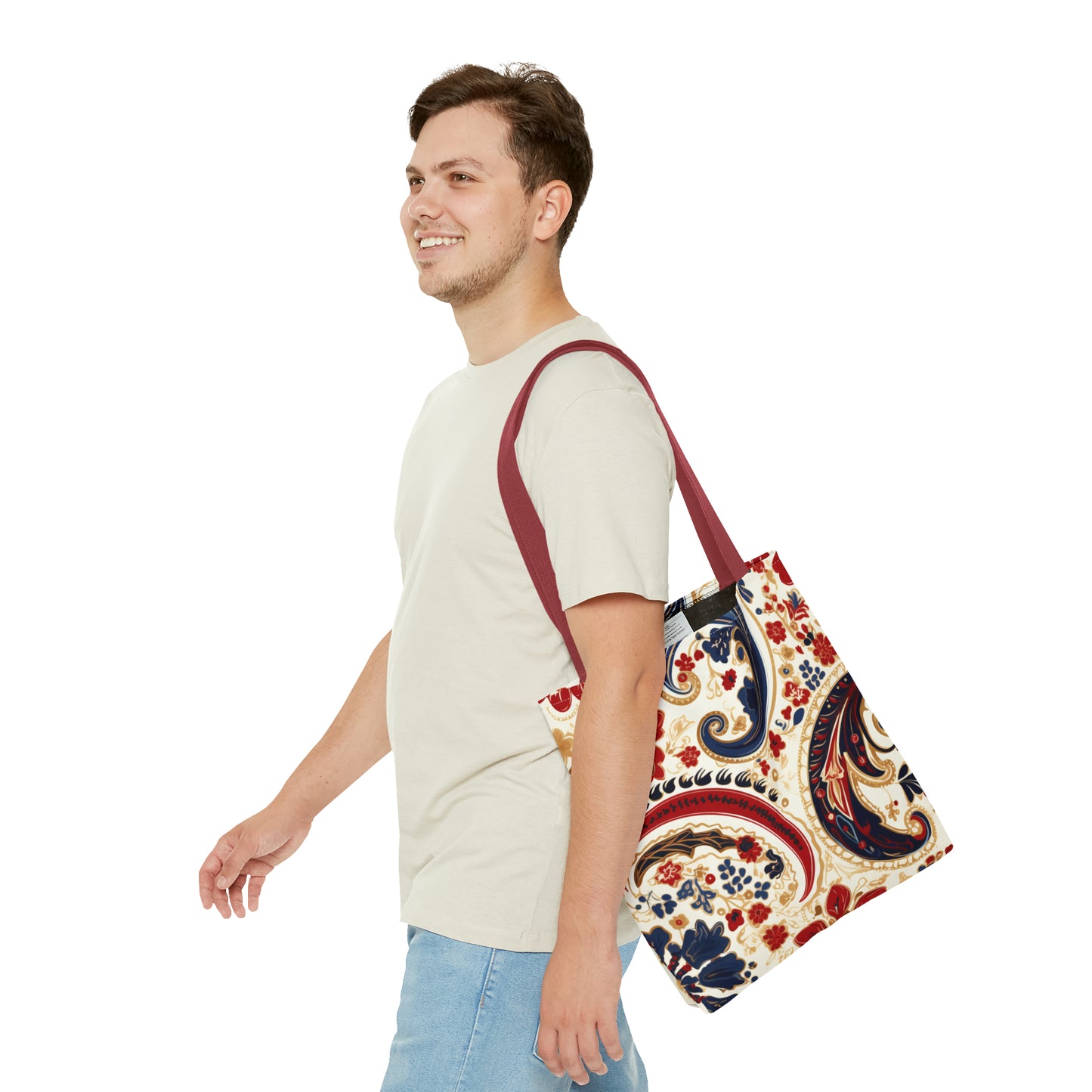 Red Paisley Tote Bag